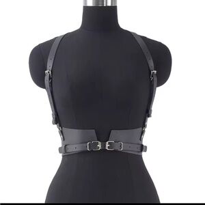 Black Leather Harness Belt New